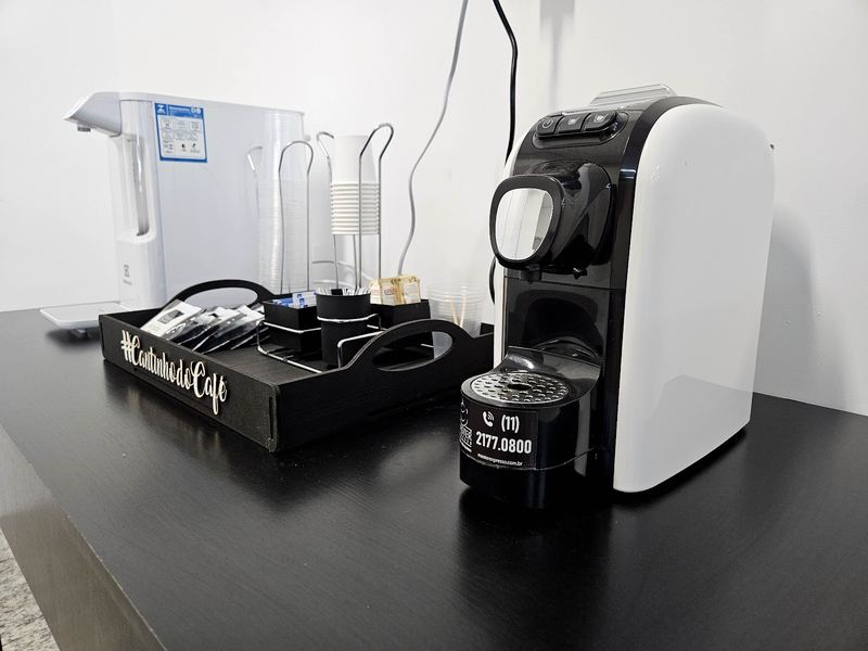 Espaço de café para clientes da Flatim